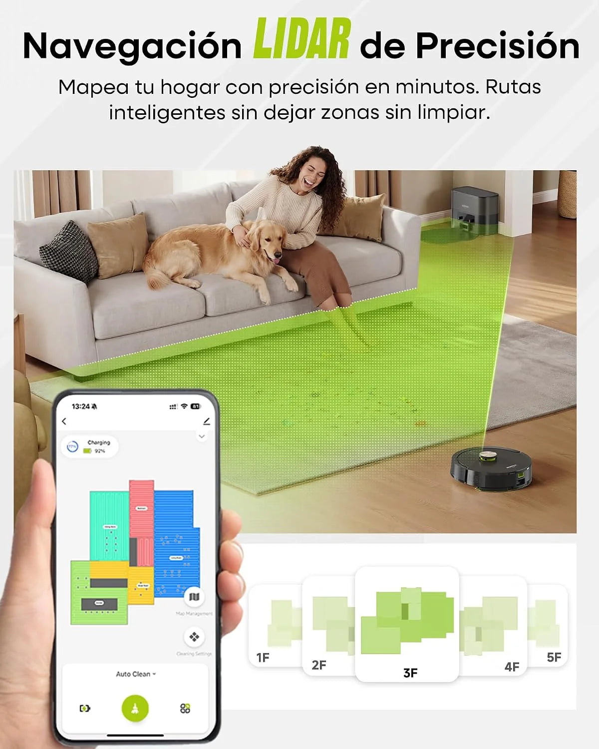 MONSGA Robot Aspirador y Fregasuelos 3 en 1 8000PA,Robot Aspirador Doble Sistema Antienredos, Obstacle Avoidance, 90 Día Self-Emptying, LiDAR Navegación, Control por App, 5 Mapas