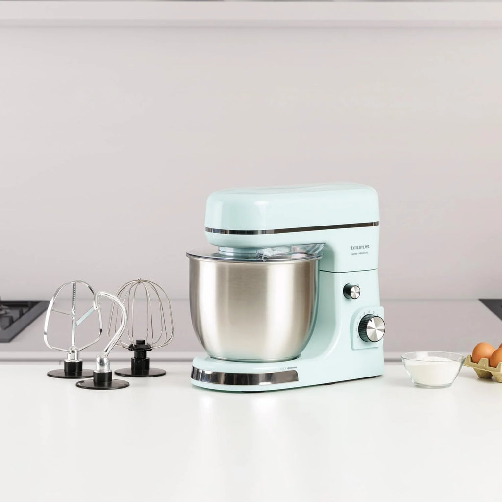 Taurus – Batidora amasadora Mixing Chef Gusto | 1300 W | 8 Velocidades + Pulse | Bol Acero Inoxidable 5 L | Cabezal inclinable | Tapa Anti salpicaduras | Accesorios para batir, montar y amasar