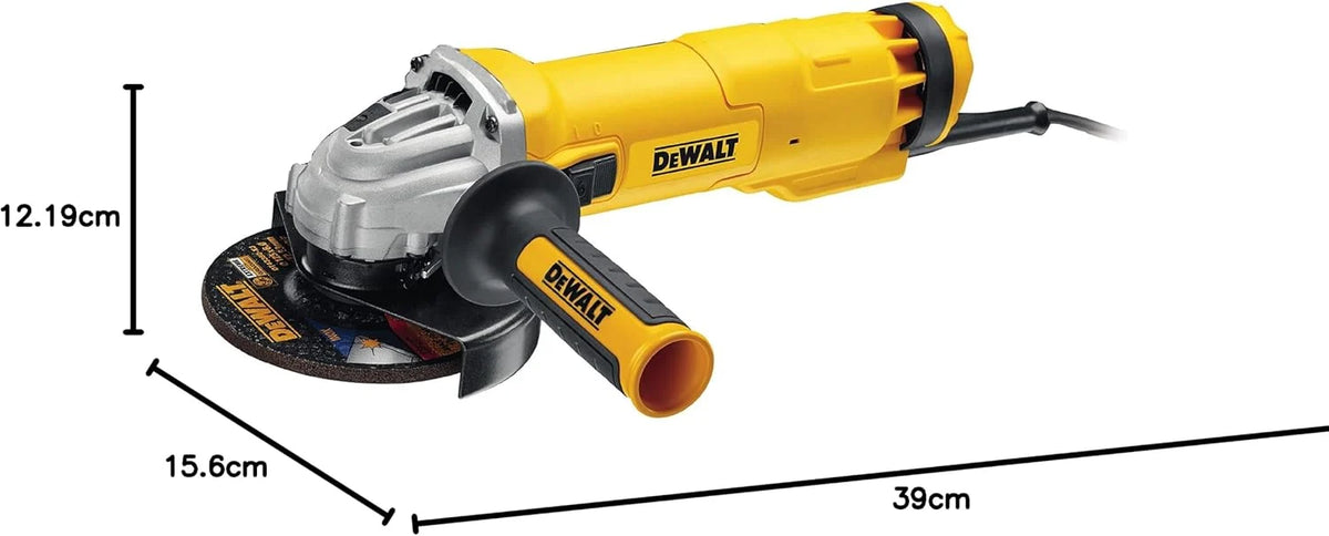 DEWALT -DWE4237-QS - Amoladora Angular - Con protección antiarranque, carcasa protectora y mango lateral multiposición - Cuchilla Ø125mm - Velocidad en vacío 11500 rpm - 1400W