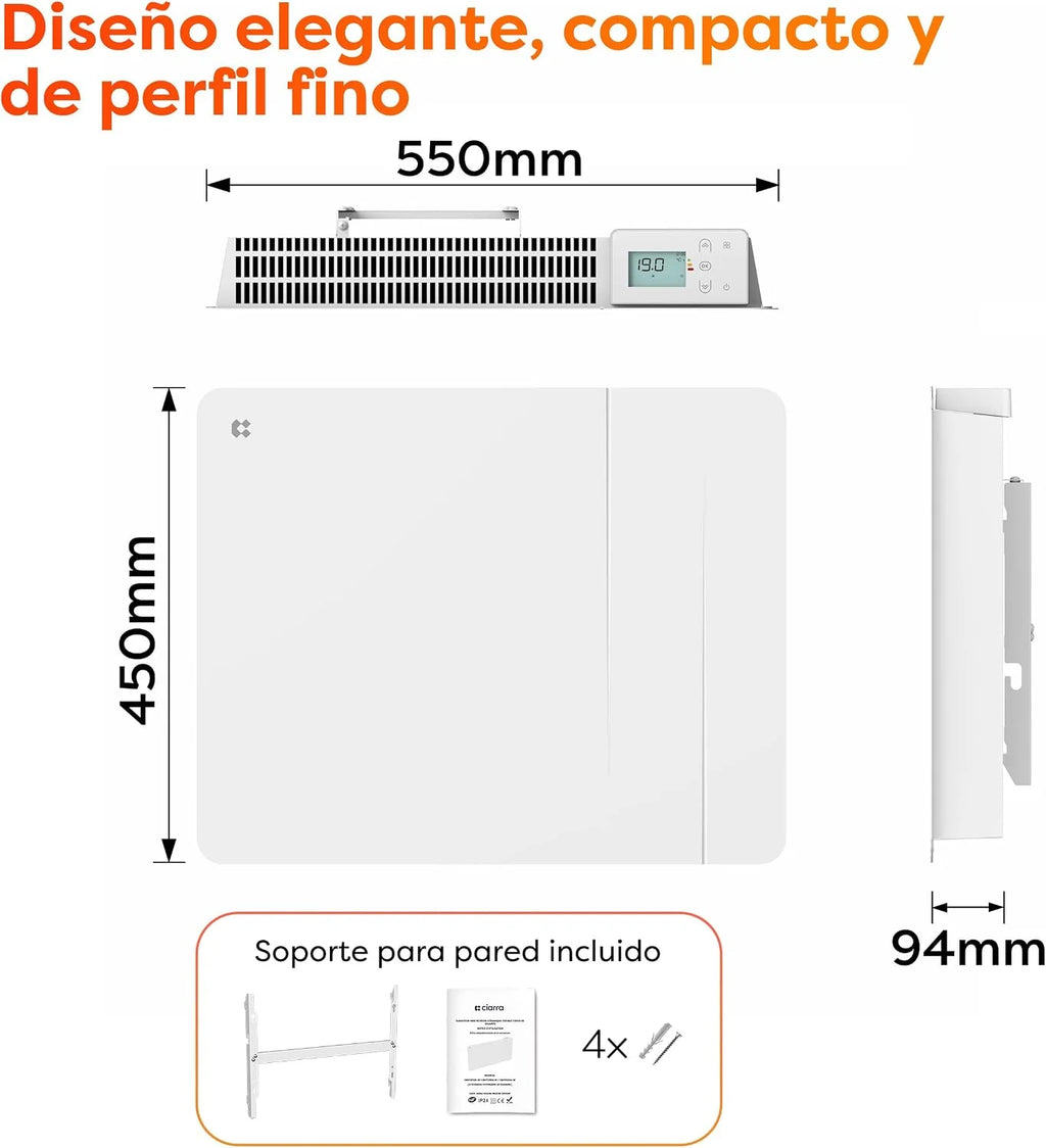 CIARRA 1000W Inertia Radiator with Ceramic and WiFi Heating Film