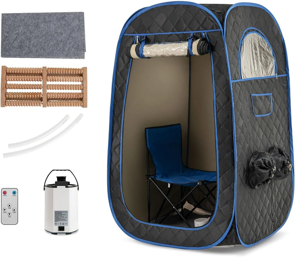 Homasis Sauna Portatil de 3L,Sauna de Vapor con 9 Niveles de Temperatura y 9 Temporizadores, 1000 W Sauna Exterior Finlandesa, para Baños de Sauna, Sudoración, Desintoxicación (Negro)
