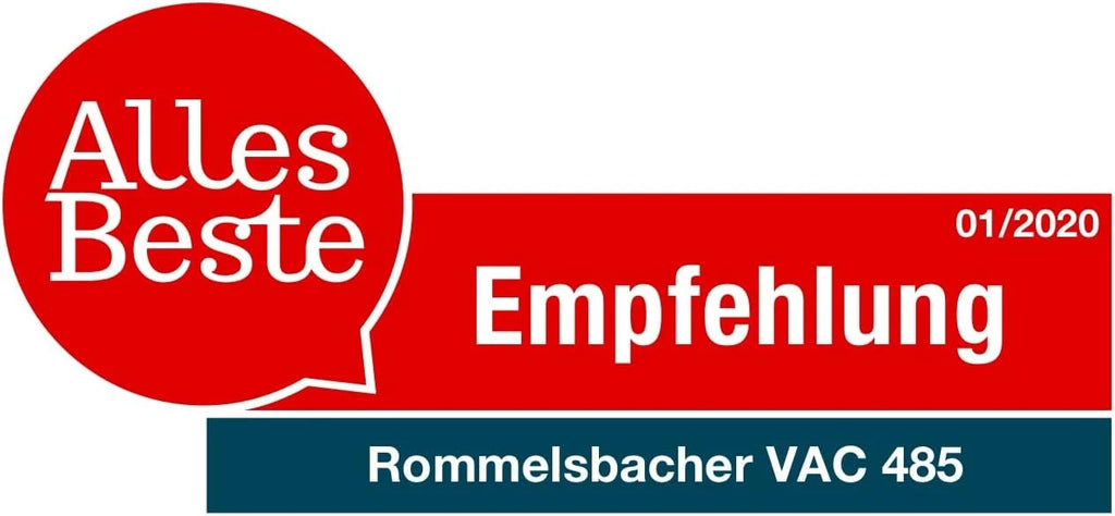 ROMMELSBACHER Sellador al vacío VAC 485 – Capacidad de aspiración de 15 litros/min, manejo con una sola mano, adecuado para uso a largo plazo, costura de doble sellado, 2 tiempos de sellado, para