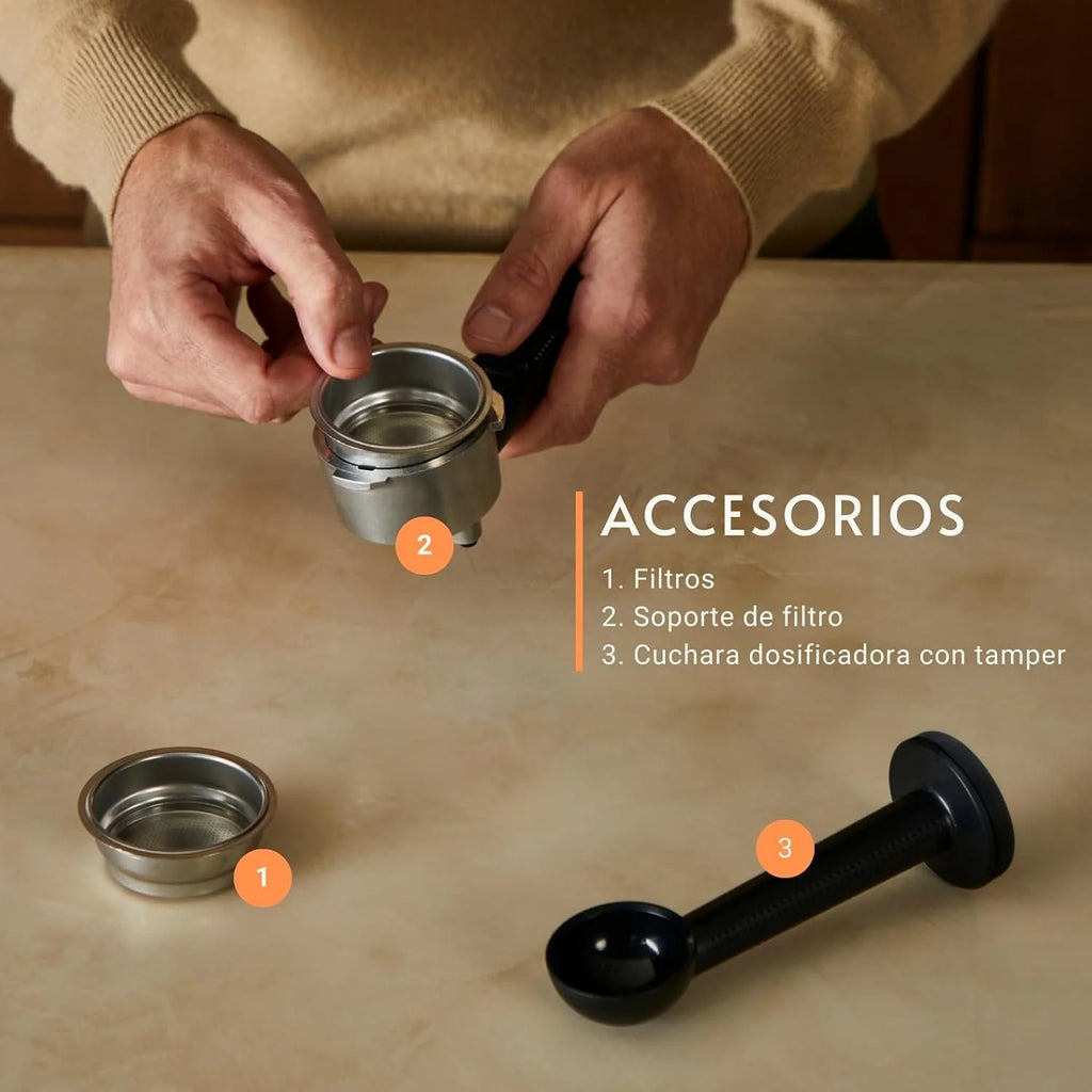 KRUPS Authentic+, Cafetera Espresso Manual, Depósito de 2L, Negra