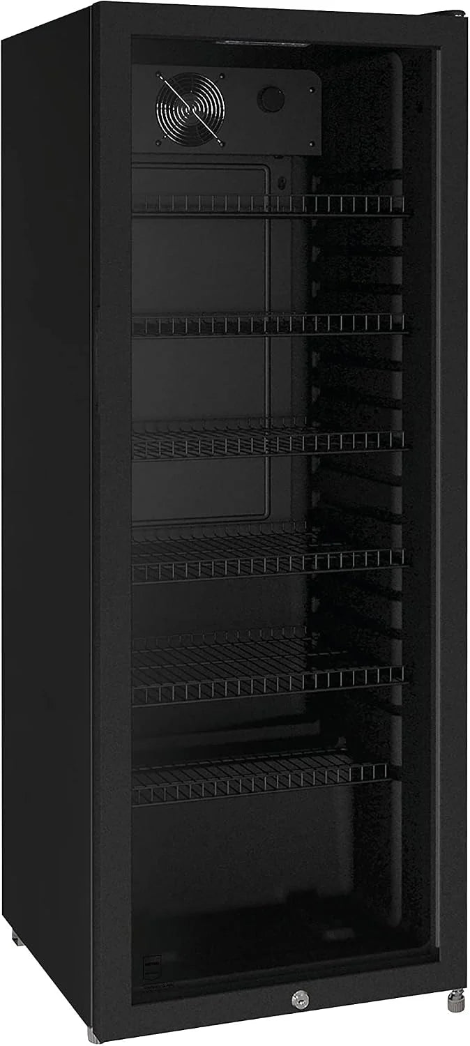METRO Professional Frigorífico para Bebidas GSC4240B, Nevera Vertical con Puerta de Cristal, 54 x 54.5 x 139.5 cm, Iluminación Led, 6 Estantes Ajustables, con Cerradura, 4-18 °C (237 L, Negro)