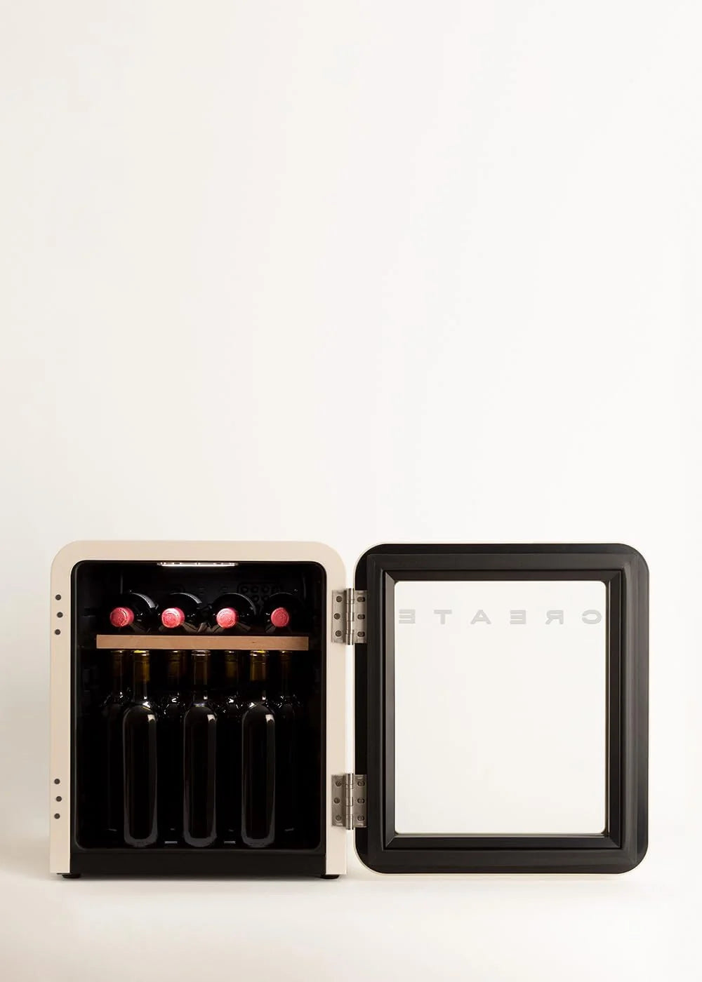 CREATE / WINECOOLER Retro M/Vinoteca eléctrica de 12 Botellas Blanco Roto/Diseño Retro, Temperatura Regulable, 48L, Botellas 75cl, Eco Friendly, 44x47,5x50 cm