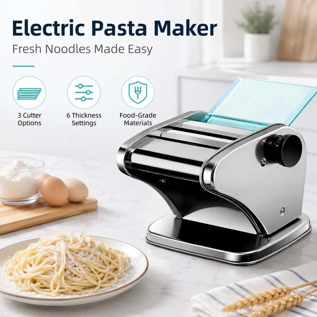 Máquina de Pasta Eléctrica de Acero Inoxidable red-Double-blade