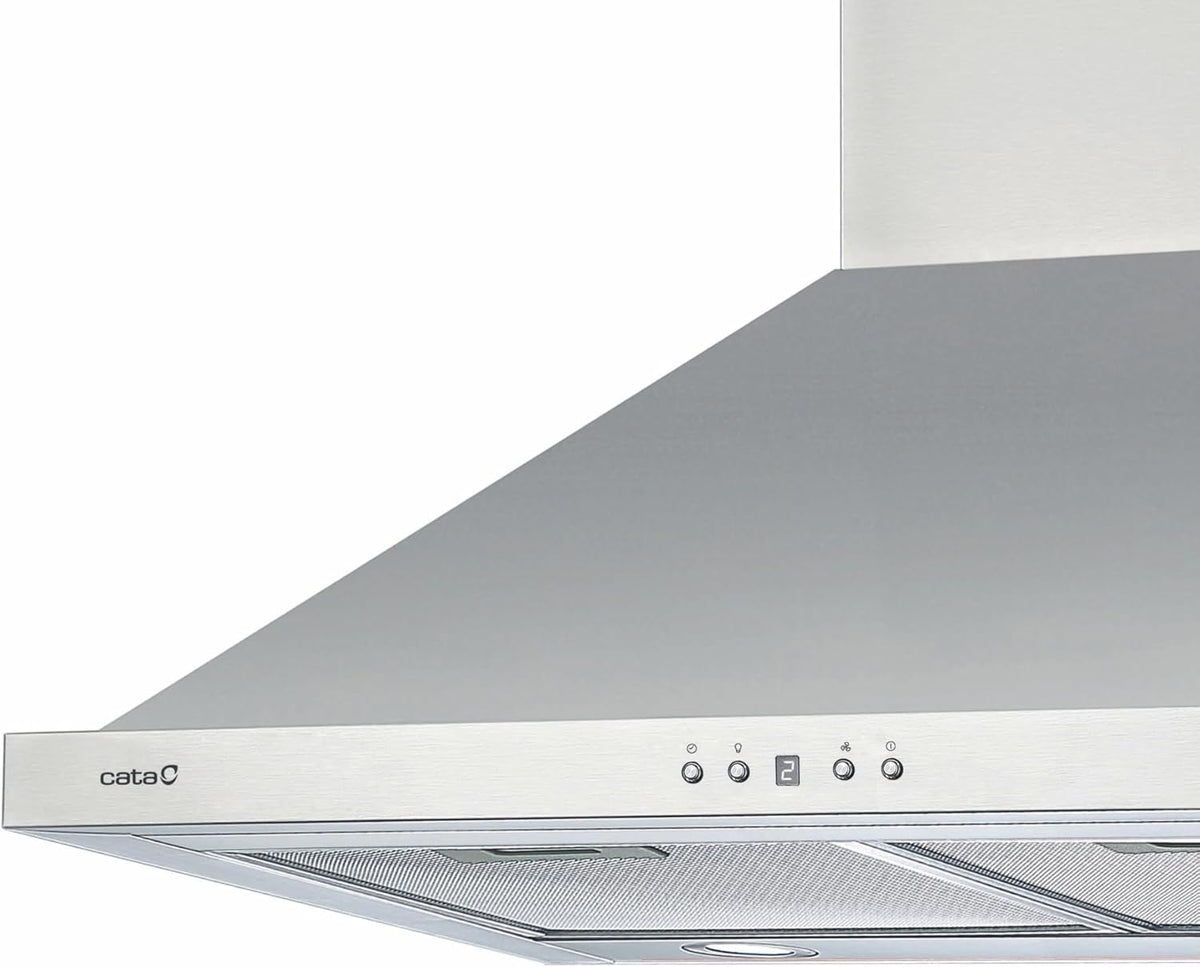 CATA Campana Extractora BETA PRO 7000 X Control Electrónico Temporizador 3 Niveles Extracción 1027 m3/h Nivel Sonoro 64 dB Motor A100 Consumo 380 W Iluminación Led Color Inox