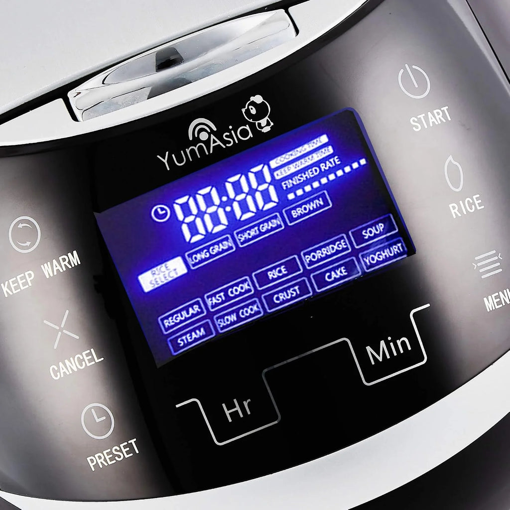 Yum Asia Sakura Olla arrocera con cuenco de cerámica y lógica difusa avanzada (8 tazas, 1,5 litros) 6 funciones de cocción de arroz, 6 funciones de multicocina, pantalla LED Motouch, 220-240V EU