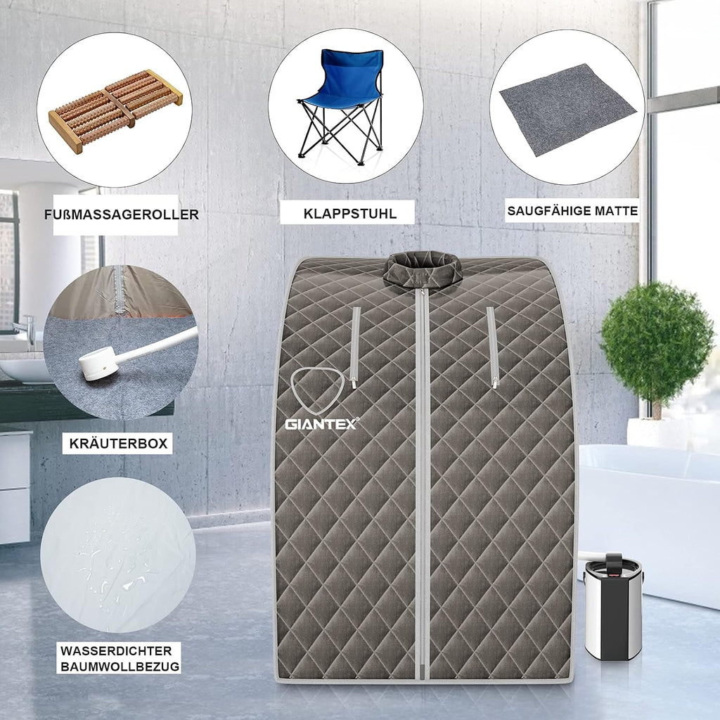 GOPLUS Sauna de Vapor Portátil 1000W 3L hasta 64℃