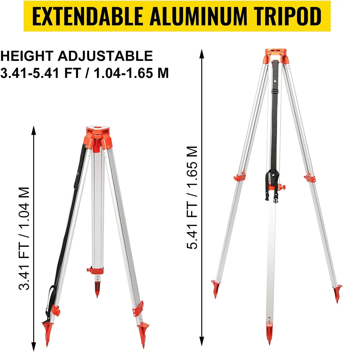VEVOR Nivel de Láser Rojo Rotatorio Auto-Nivelante 250m, Kit de Trípode y Bastón para Niveles Automáticos 5 m, Trípode de Nivel Plegable para Herramientas Automáticas de Medida y Láseres, ± 5°