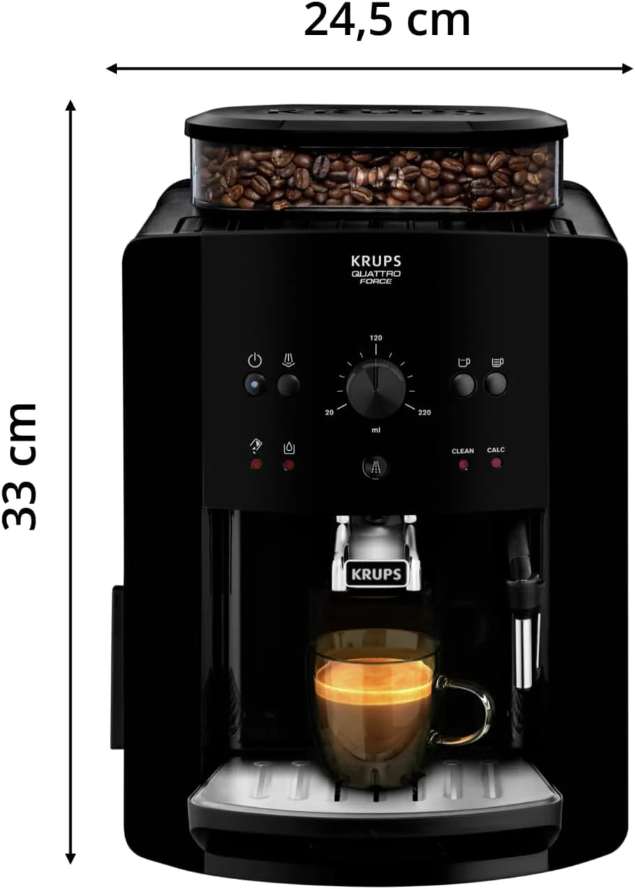 KRUPS Roma, Cafetera Superautomática 15 Bares, Capacidad de 1,7L, Negra