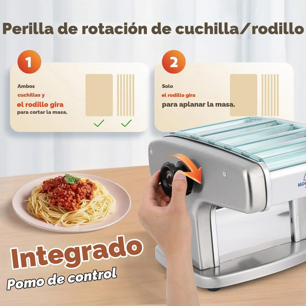 Moongiantgo Máquina Pasta Eléctrica, 4 Cuchillas, 9 Ajustes de Espesor