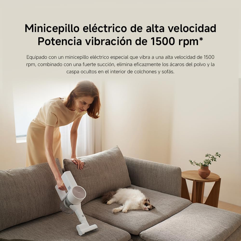 XIAOMI Aspiradora inalámbrica G20, 25 kPa / 150 AW, 60 min de autonomía, filtración 99.9%, con luz Frontal para detección de Polvo, Ideal para Suelos Duros, alfombras y Pelo de Mascotas
