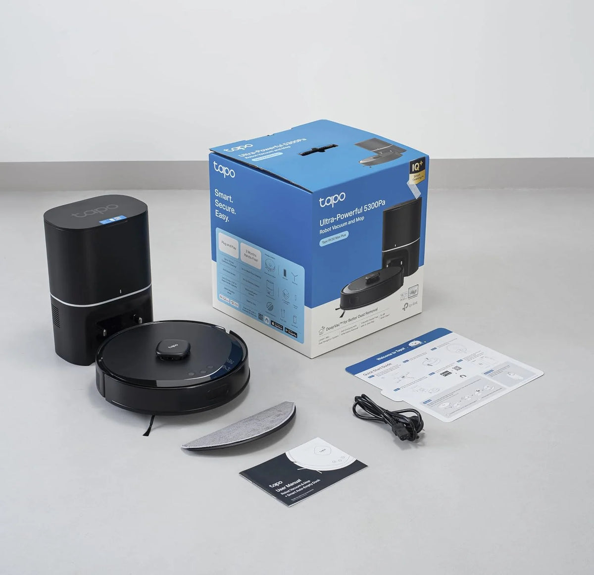 Tapo RV30 MAX Plus-Robot Aspirador Fregasuelos, Base Autolimpieza, 5300Pa