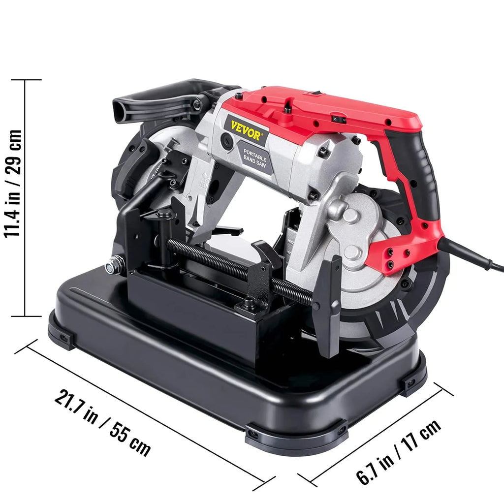 VEVOR Sierra de Cinta de Metal 1100W Base 0 – 45° Sierra de Cinta Profesional Tamaño Corte 12,7cm 137,8-472,4 Pies/min Sierra de Cinta de Corte para Metal, Acero, Aluminio y Cable Compuesto