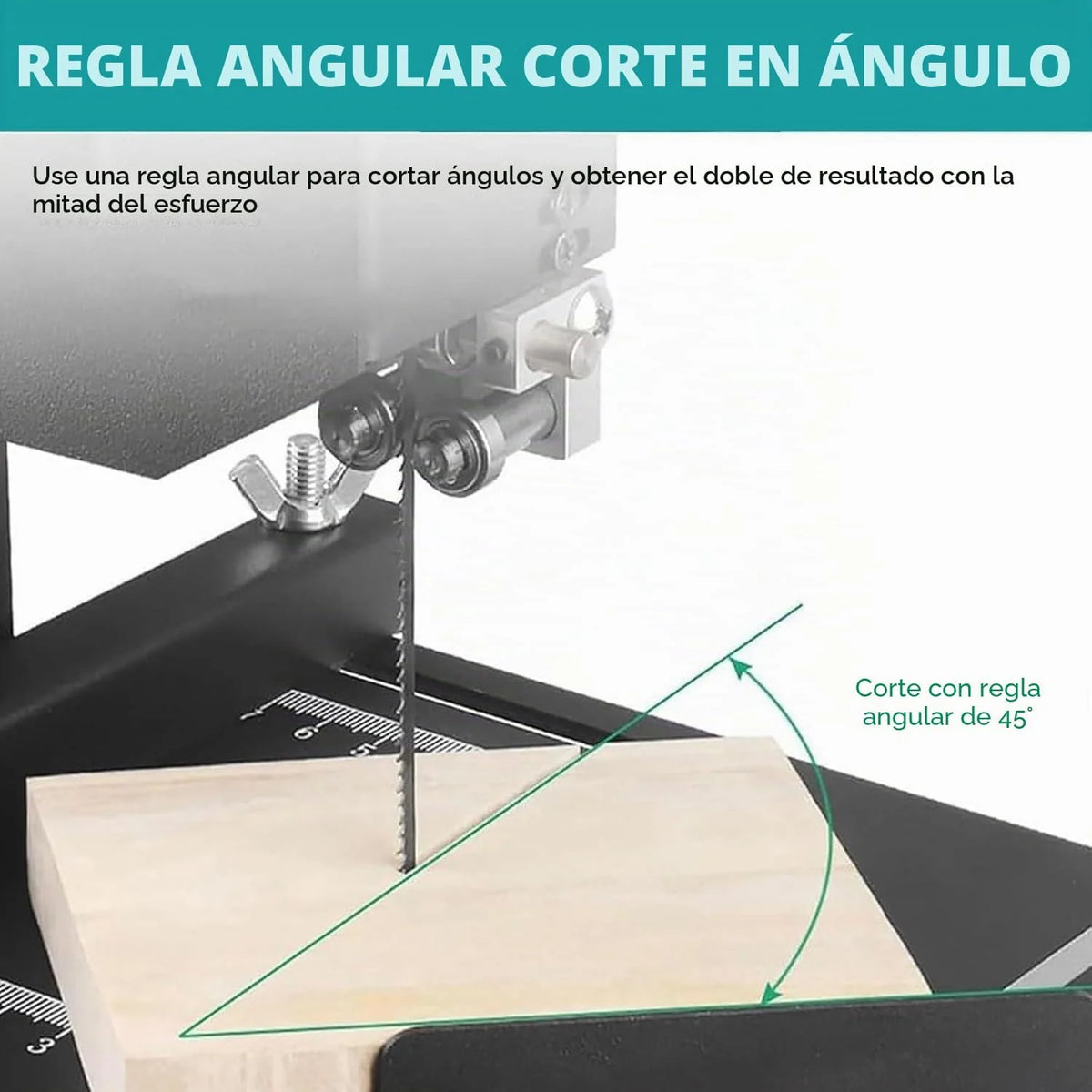 Sierra de Cinta para Carpintería 800W de Mesa - Altura de Corte 70 mm con Mesa Metálica Inclinable 0-45°,Realiza Cortes Rectos,Curvos y Multíángulo para Madera y Metal