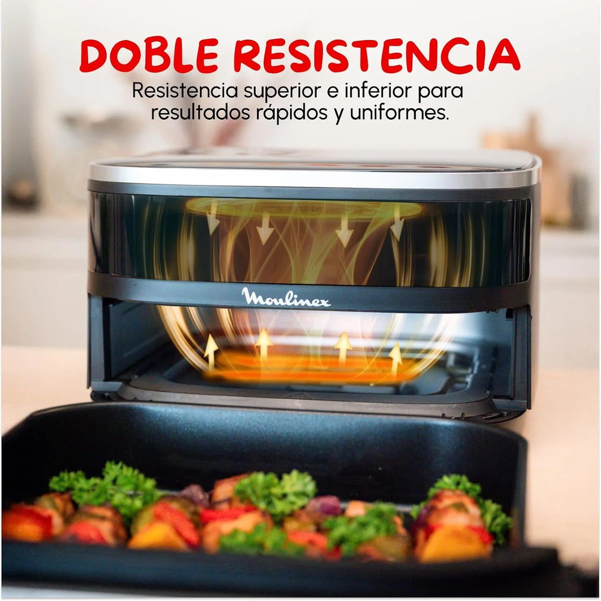 Moulinex Easy Fry XL Surface, Freidora de Aire 2200 W, Doble Resistencia