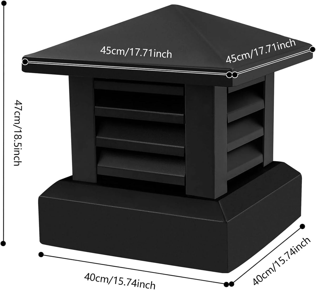 Villa Aluminum Alloy Fireplace Hat, Rooftop Exhaust Vent Cap for Ceiling Vents, Fireplaces Brick Seen(40x40cm/15.75x15.75in)