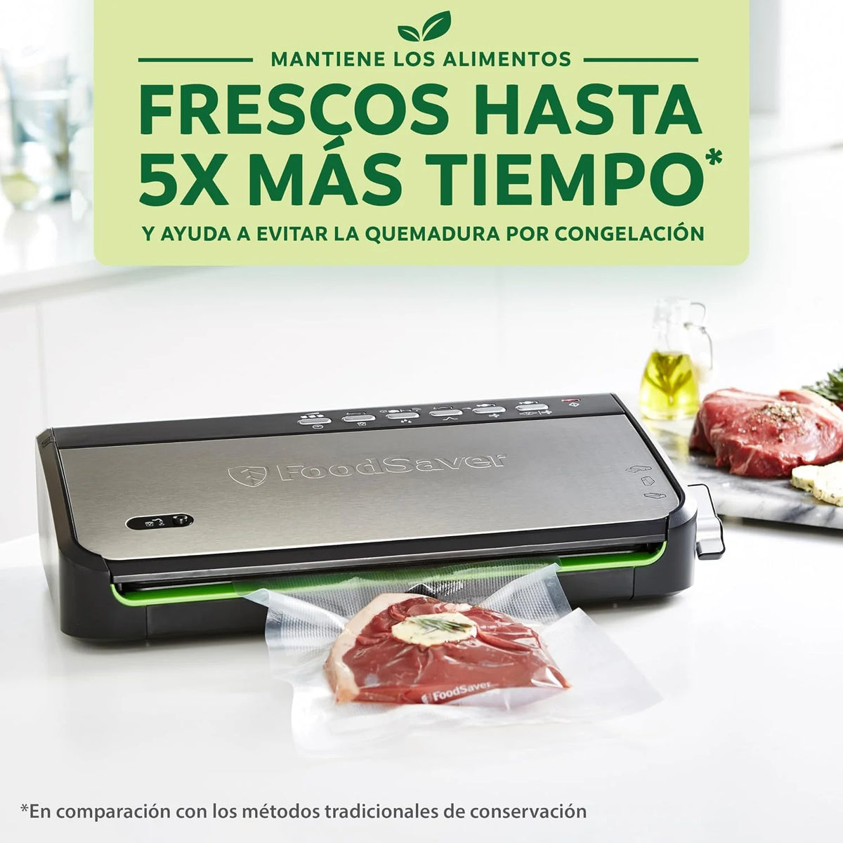 Foodsaver Envasadora al Vacío con almacenamiento de rollos integrado | Cortador de bolsas y modo para alimentos delicados | Incluye bolsas selladoras al vacío surtidas (FFS005X)