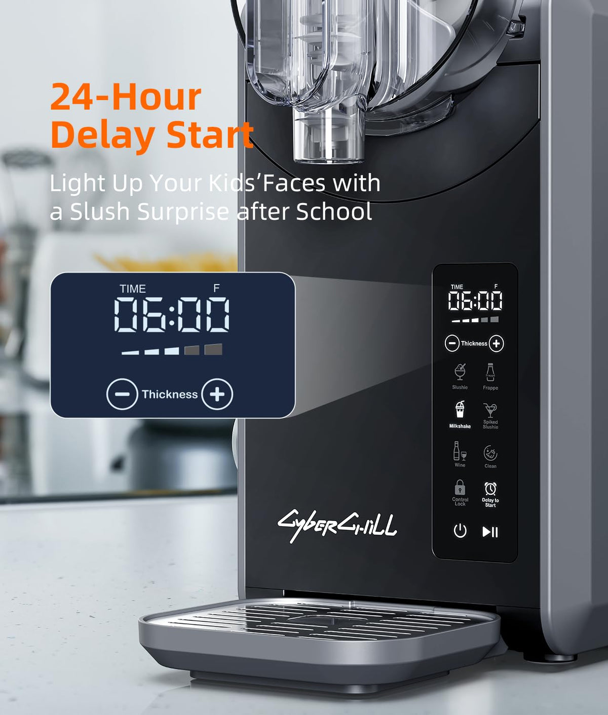 2025 Máquina de granizados con inicio diferido de 24 horas y mantenimiento en frío, capacidad de 68 oz, función autonetificante, máquina de bebidas heladas con 5 programas preconfigurados, margaritas congeladas, batidos y más