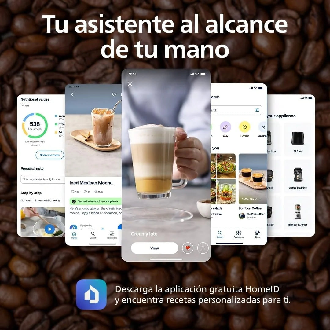 PHILIPS Serie 2200 Cafetera Espresso Automática - 2 Cafés, Pantalla Táctil, Espumador de Leche Clásico, Molinillo Cerámico, Negro Mate (EP2220/10)