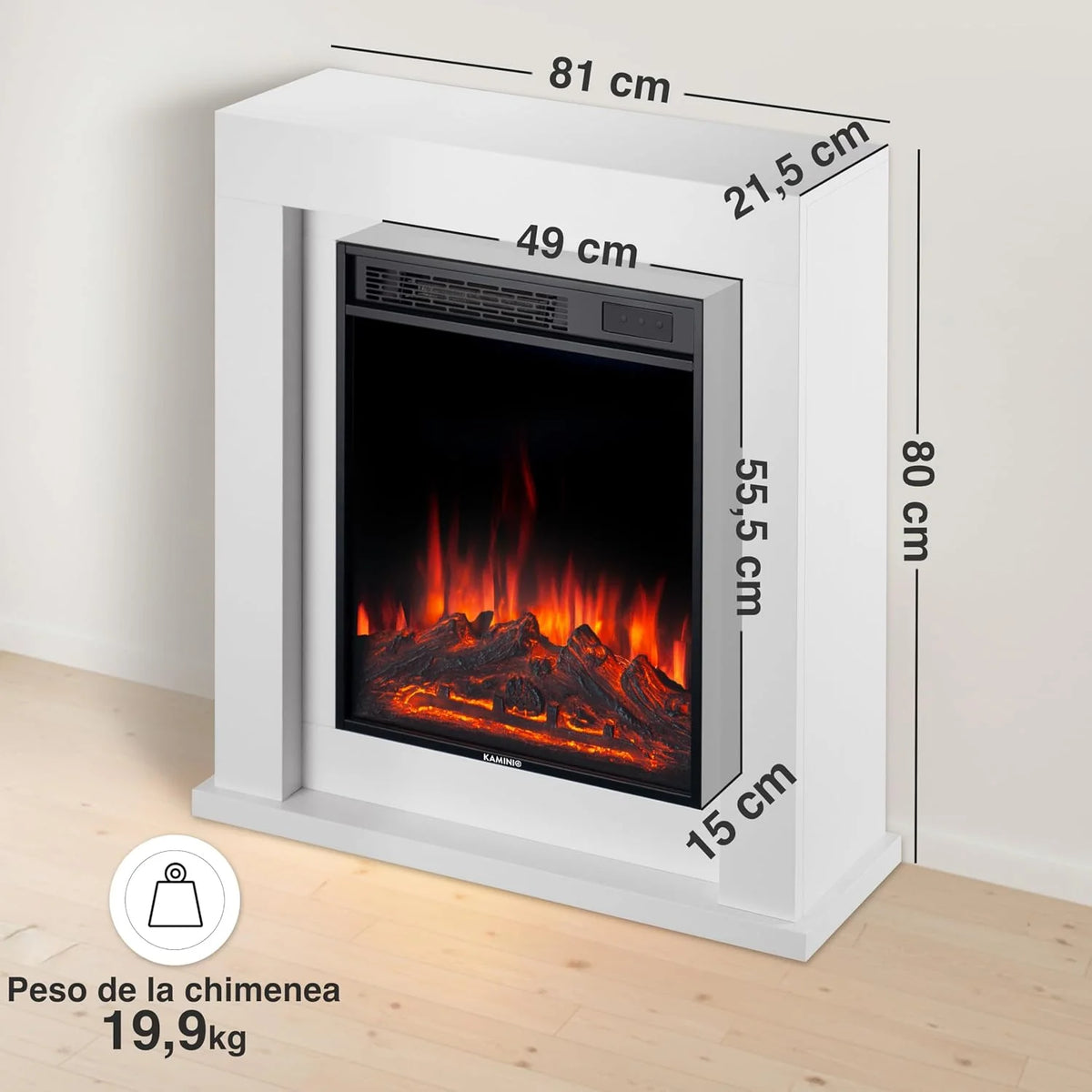 KAMINIO® Matti Modern 32 White Electric fireplace Floor-standing decorative