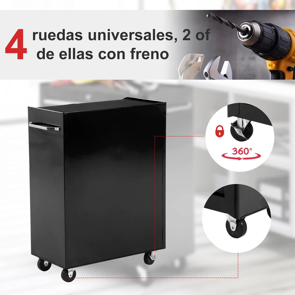 HOMCOM Carro Caja de Herramientas Taller Movil 5 Cajones 4 Ruedas Negro
