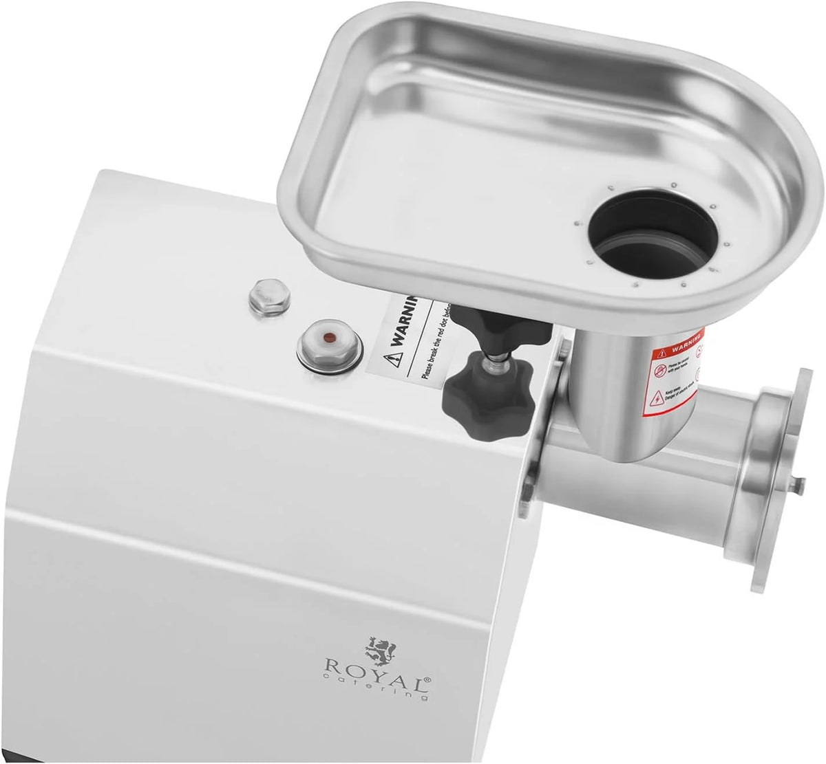 Royal Catering RCFW 70-600ECO Picadora de Carne Eléctrica Profesional (70 kg/h, 600 W, Marcha Retrógrada, Orificios de 5/7 mm, Acero Inoxidable) ECO