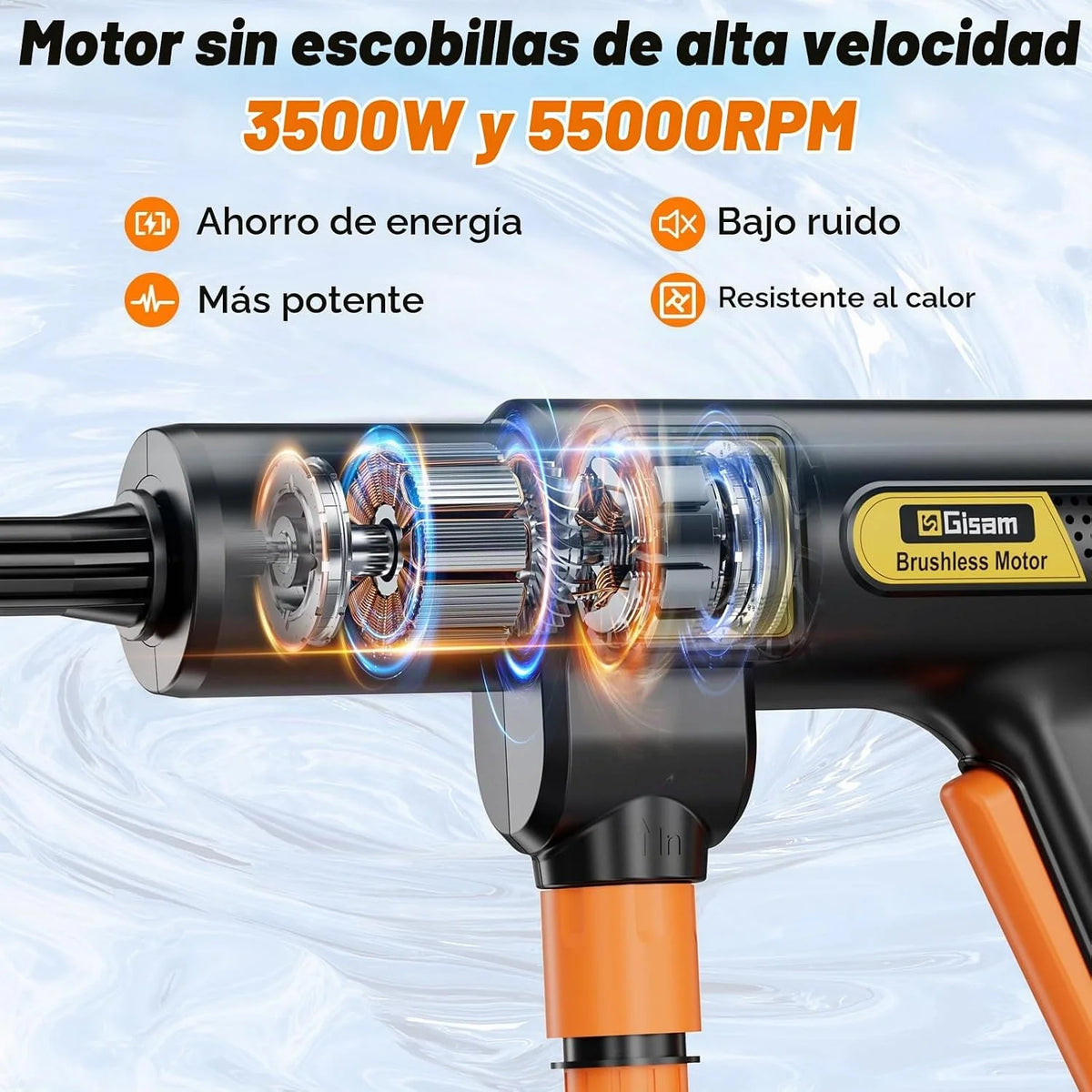 Hidrolimpiadora de Alta Presión, Motor Sin Escobillas 3000W 3 Modos, 135Bar 20L/Min, Limpiador Móvil con 2 Baterías 4.0Ah, Boquilla 6 En 1 Giratoria 180°, para Limpieza De Coches Y Hogar (ororo)