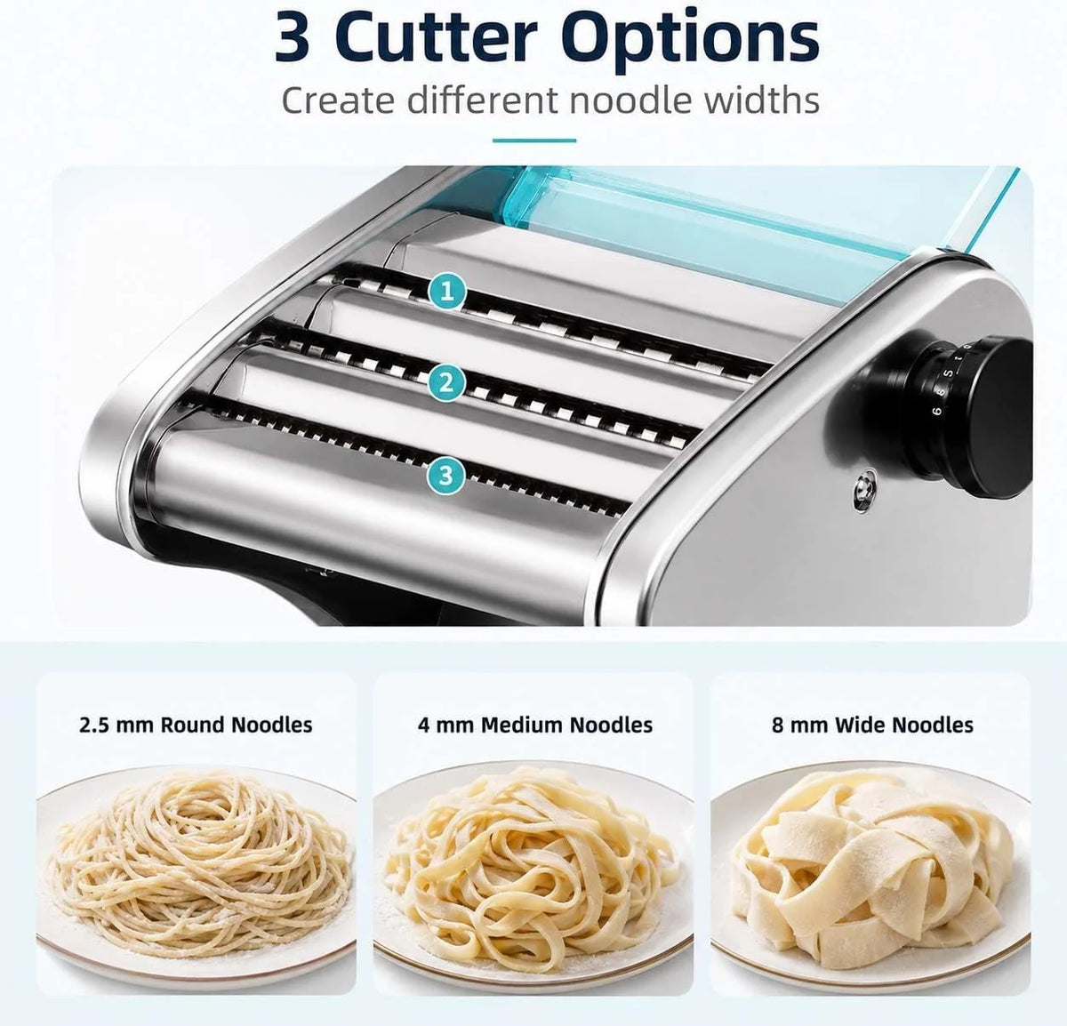 Máquina de Pasta Eléctrica de Acero Inoxidable red-Triple-blade