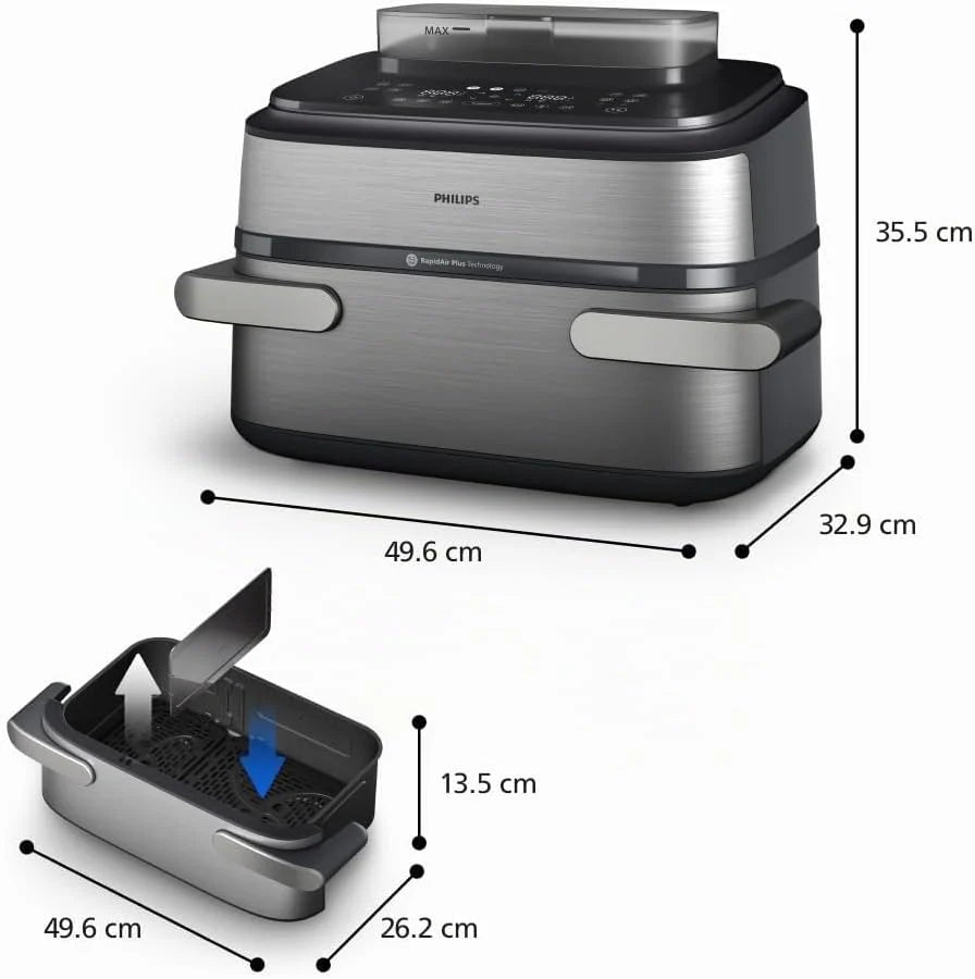 Philips 5000 Airfryer - Freidora de Aire cesta flexible 9,5L, SteamFry