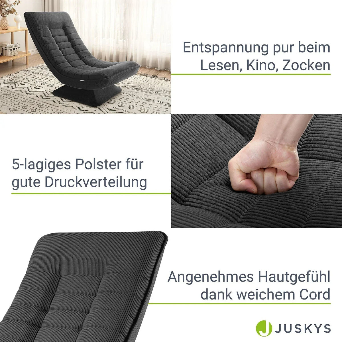 2025 Sillón relax Korsika en terciopelo acanalado