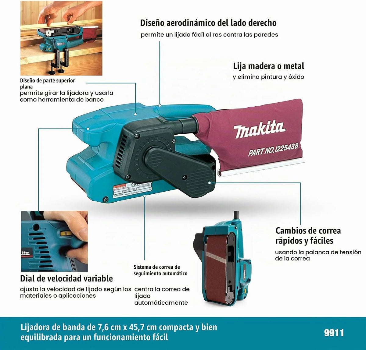 Makita 9911 - Lijadora De Banda 76X457Mm