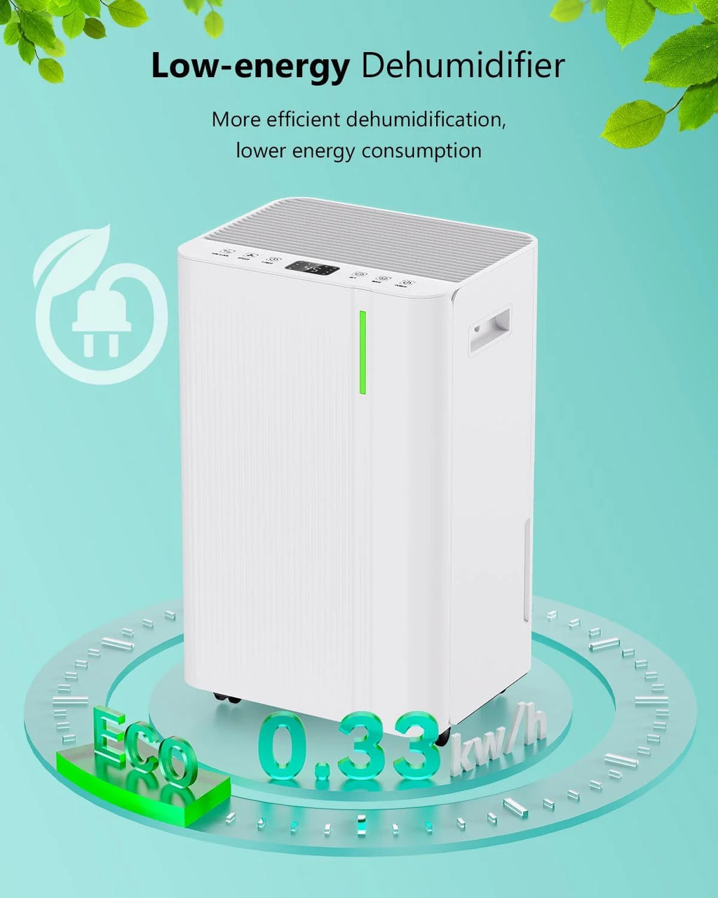Deshumidificador 20L/Día - Deshumificadores Eléctrico con Compresor, 3 Modos, Silencioso y de Bajo Consumo, Drenaje Continuo, Depósito 4L, Temporizador 24H, Control Automático de Humedad para Hogar