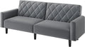 Yaheetech 2 Seater Sofa Bed with 2 Separate Backrests Grey Fit