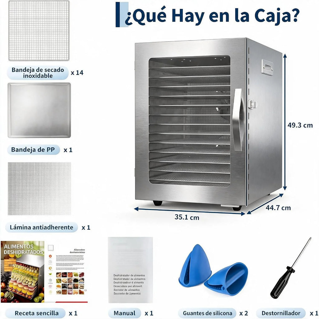 GarveeLife Deshidratador de alimentos de acero inoxidable 240 V 1040 W