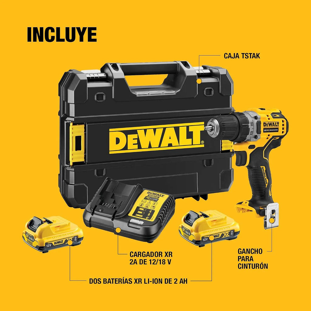 DEWALT Taladro atornillador compacto sin escobillas 12V XR, DCD701D2-QW