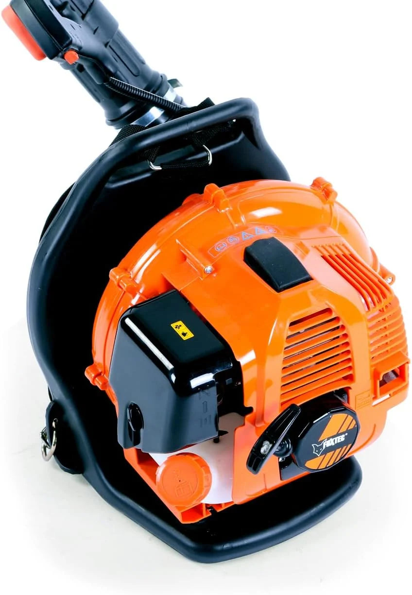 Soplador de Mochila de Gasolina FUXTEC FX-LB133T, más de 300km/h (186mph), 0.9kW, 1.2hp, Motor de 2 Tiempos de 33cc, Tanque (650ml), Almohadilla - fácil de soplar Las Hojas o la Nieve