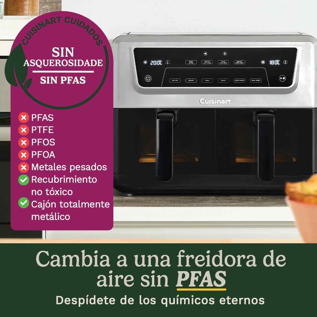 Cuisinart Air Fryer XXL Doble Zona | Sin PFAS | 2x5.2L | Fríe, hornea, deshidrata, mantiene caliente | Cocina 8+ raciones | Piezas lavavajillas