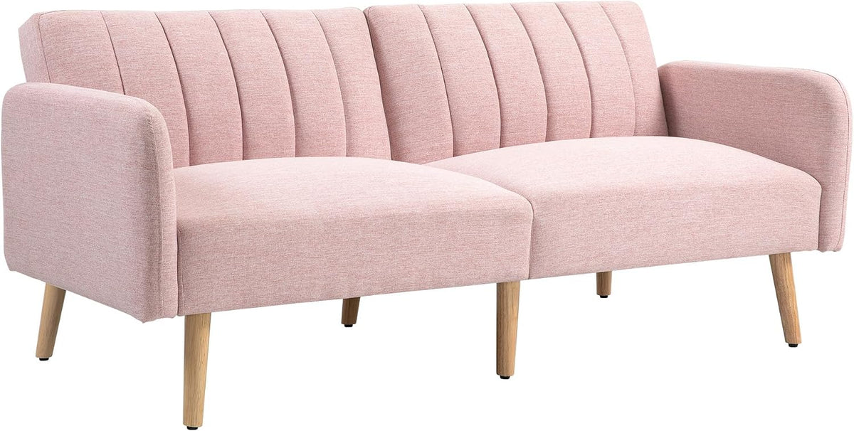 Homcom Modern Folding 2 Seater Sofa Bed 173 x 75 x 73 cm Pink