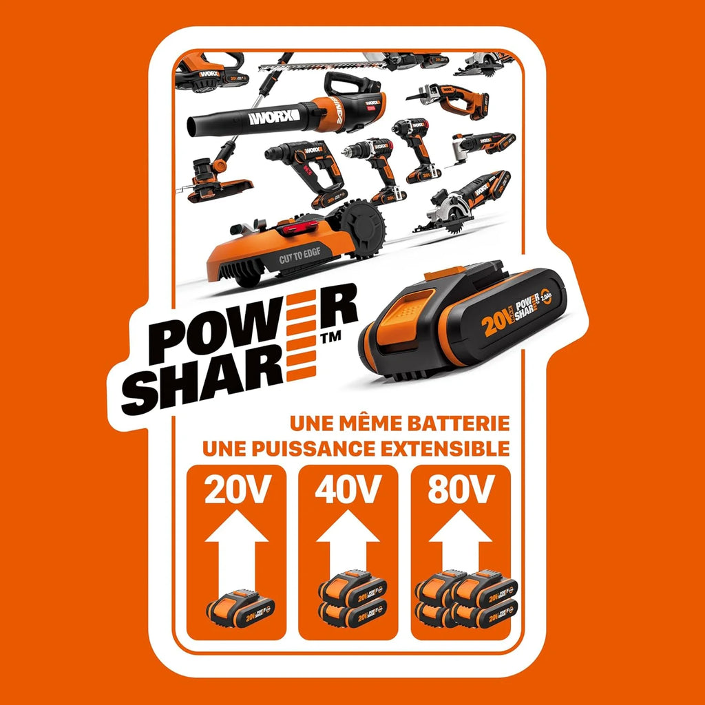 WORX WG855E.9 Escarificador y Aireador de Césped Nitro 40V Brushless Sin Batería, Ancho 36cm, Motor Brushless, 4 Alturas, Bolsa 40L