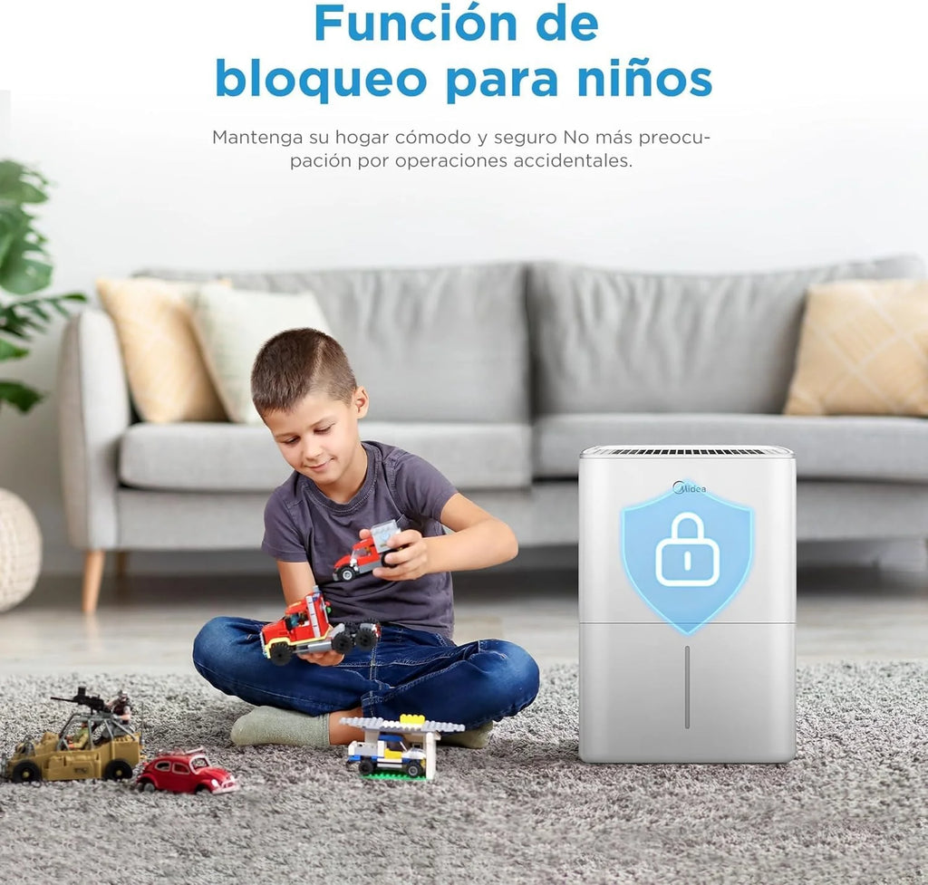 MIDEA Deshumidificador de Humedad Silencioso 12L/Dia | App/Wifi | 35 m2 | Deshumificadores para Humedades en Habitación con Depósito Extraible - Deshumificador Electrico Pequeño Bajo Consumo 300W