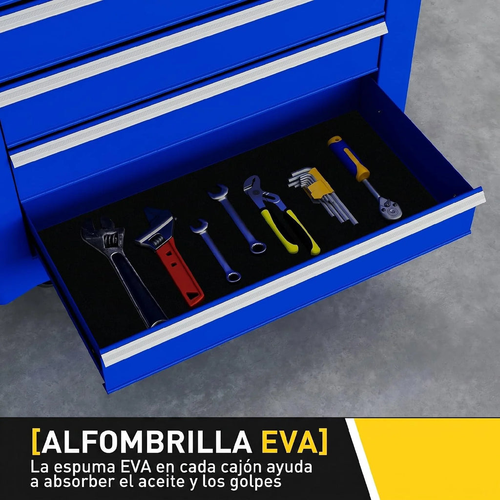 DURHAND Carro de Herramientas con 7 Cajones con Cerradura, Asa, Azul