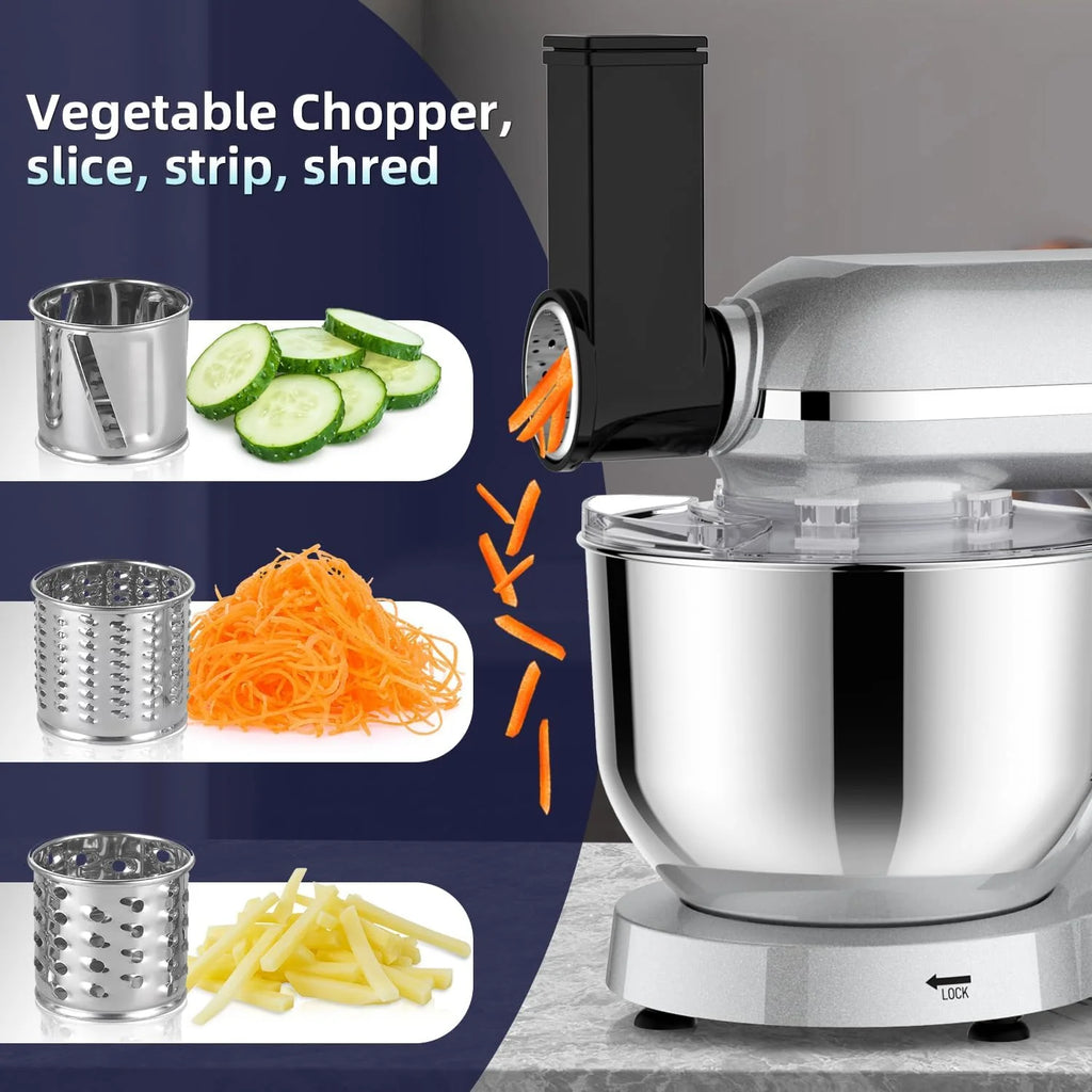 Homlee 3 In 1 Robot De Cocina con Picadora De Carne y Batidora,2000W Amasadora Multifunción, 5.5L Cuenco De Acero Inoxidable,1.5L Exprimidor De zumo, 6 Niveles De Velocidad