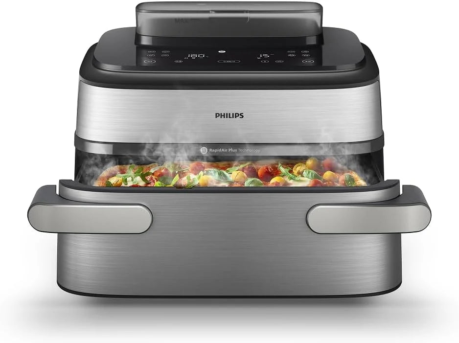 Philips 5000 Airfryer - Freidora de Aire cesta flexible 9,5L, SteamFry