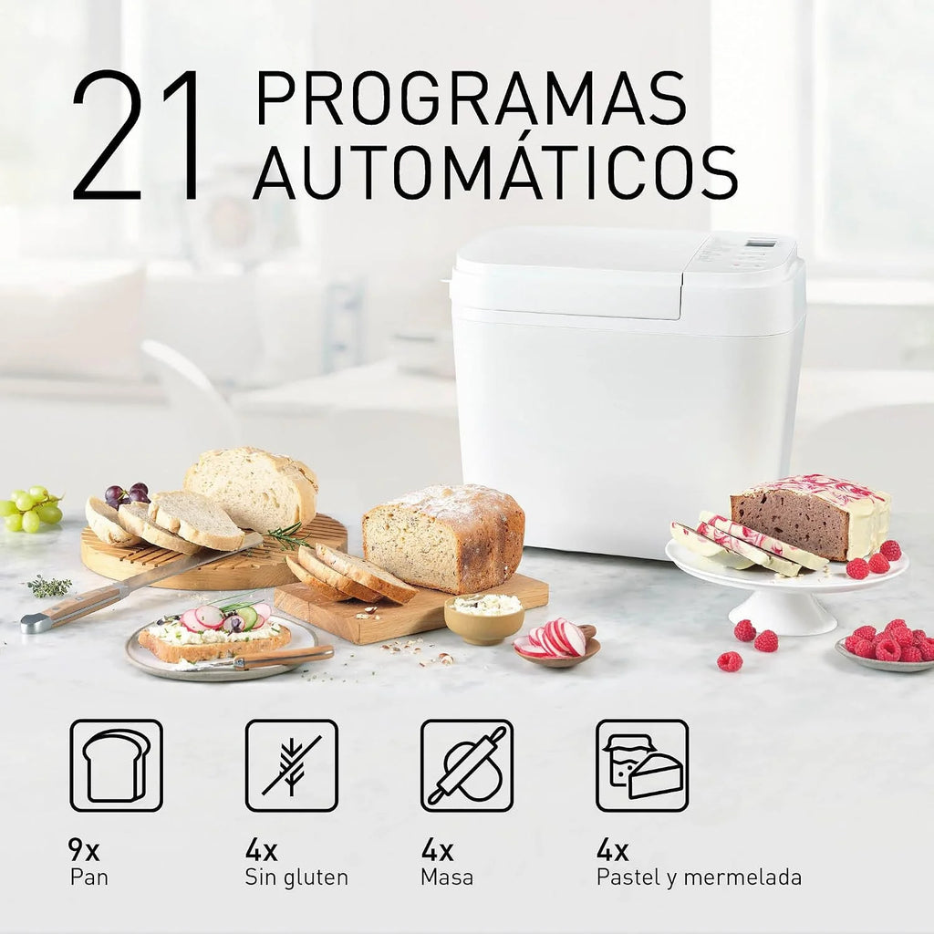 Panasonic SD-B2510WXE Panificadora Automática, 850W, Sensor de Temperatura, Temporizador Digital 13H, 25 Programas, Blanco