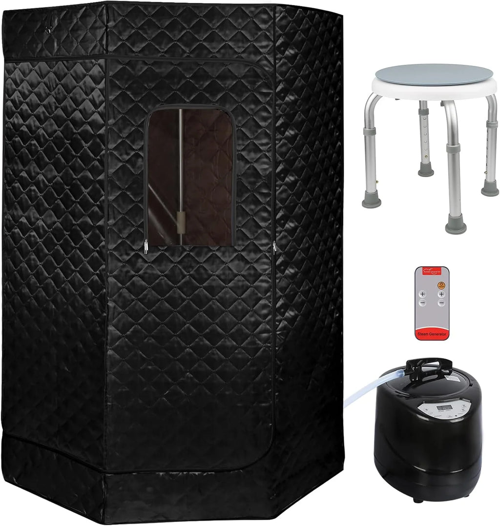 Sauna, Sauna de Vapor Portátil 3L, Sauna Plegable Cabina Portátil Hogar 1000 W, Gran Espacio, Sauna Portátil para Adelgazar, (sin la silla) Desintoxicación 90 * 90 * 180cm-3l-Negro