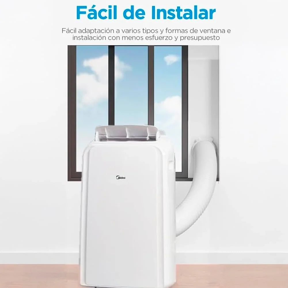 MIDEA Pingüino Aire Acondicionado Portátil 3 en 1 | 3000 Frigorías / 12000 BTU | Air conditioner Silencioso 43m2 - Deshumidificador Ventilador Climatizador 3500 W - 4 modalidades con kit de ventana