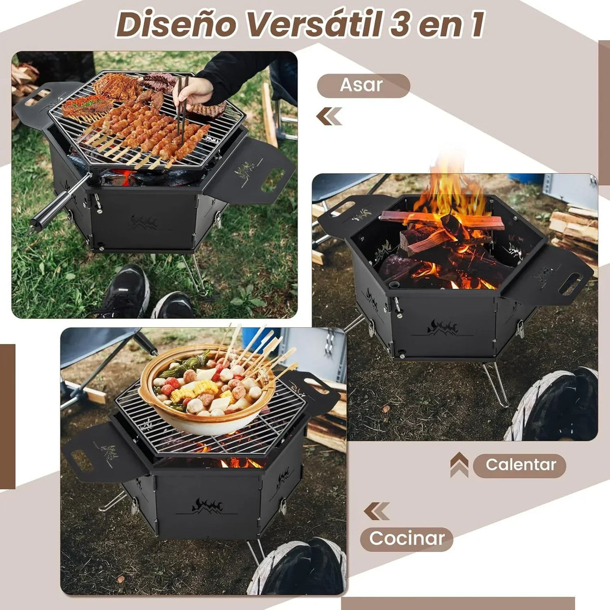 Barbacoa Carbon Grande Barbacoas De Carbon Y Leña Con Cuerpo Y Patas Plegables Costway 77 X 74 X 38 Cm