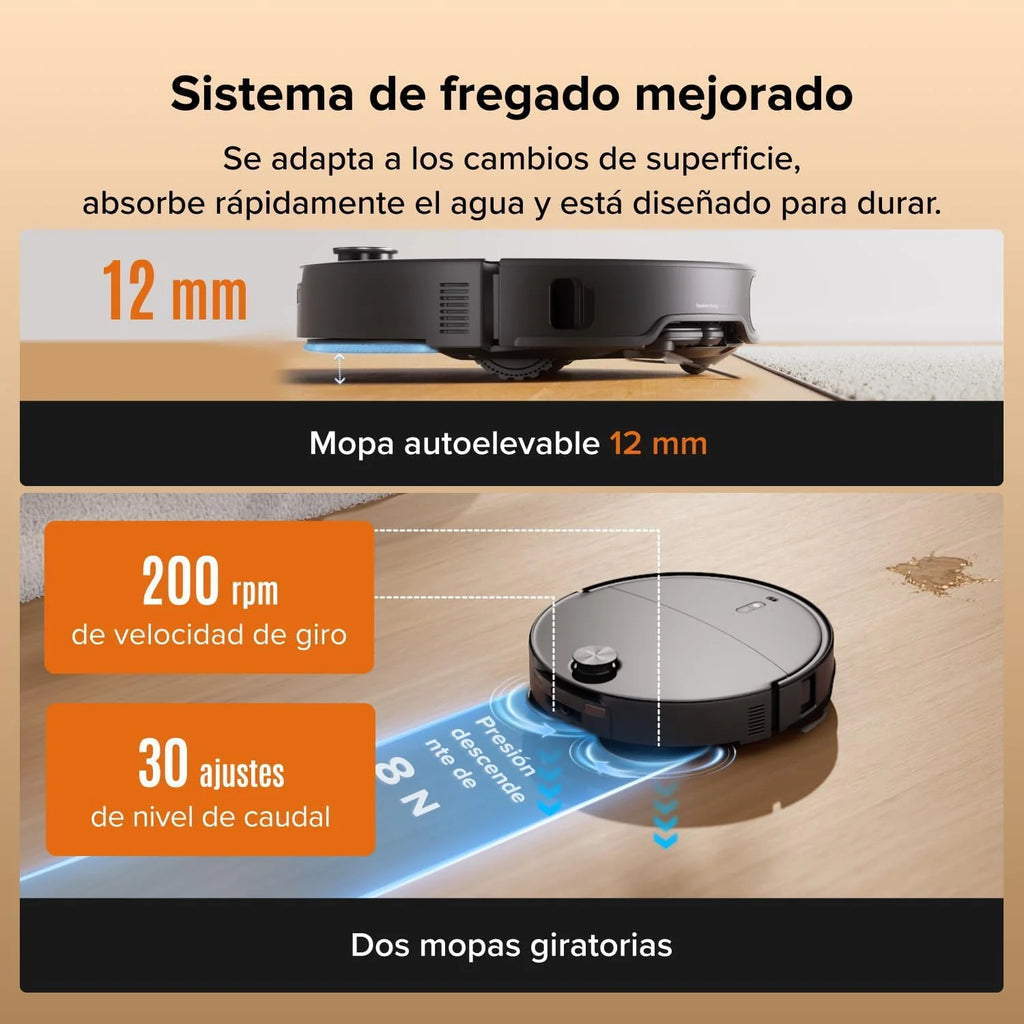 roborock Qrevo Edge 2 Robot Aspirador Succión Extrema de 25000 Pa, Negro